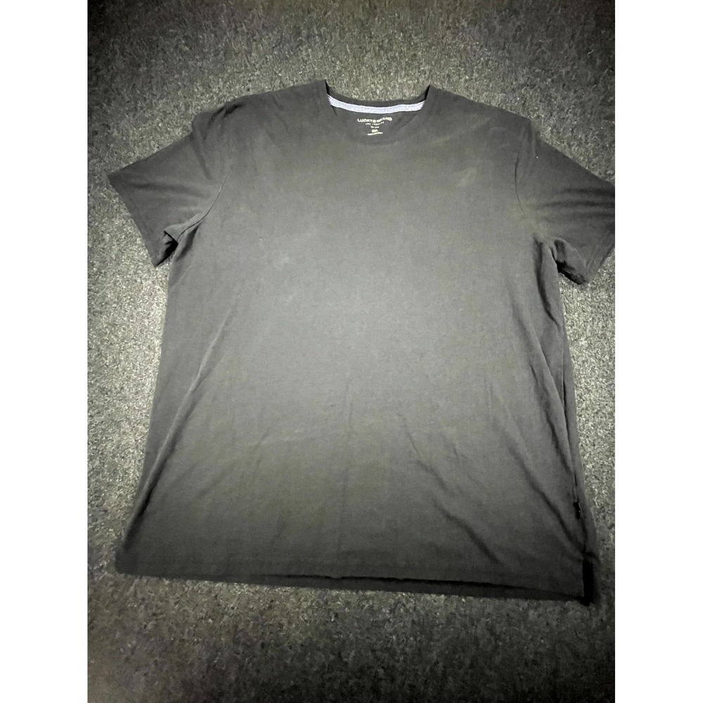Lucky Brand T-Shirt Mens 2XL Black Side Slit Short Sleeve Crew Neck Outdoor